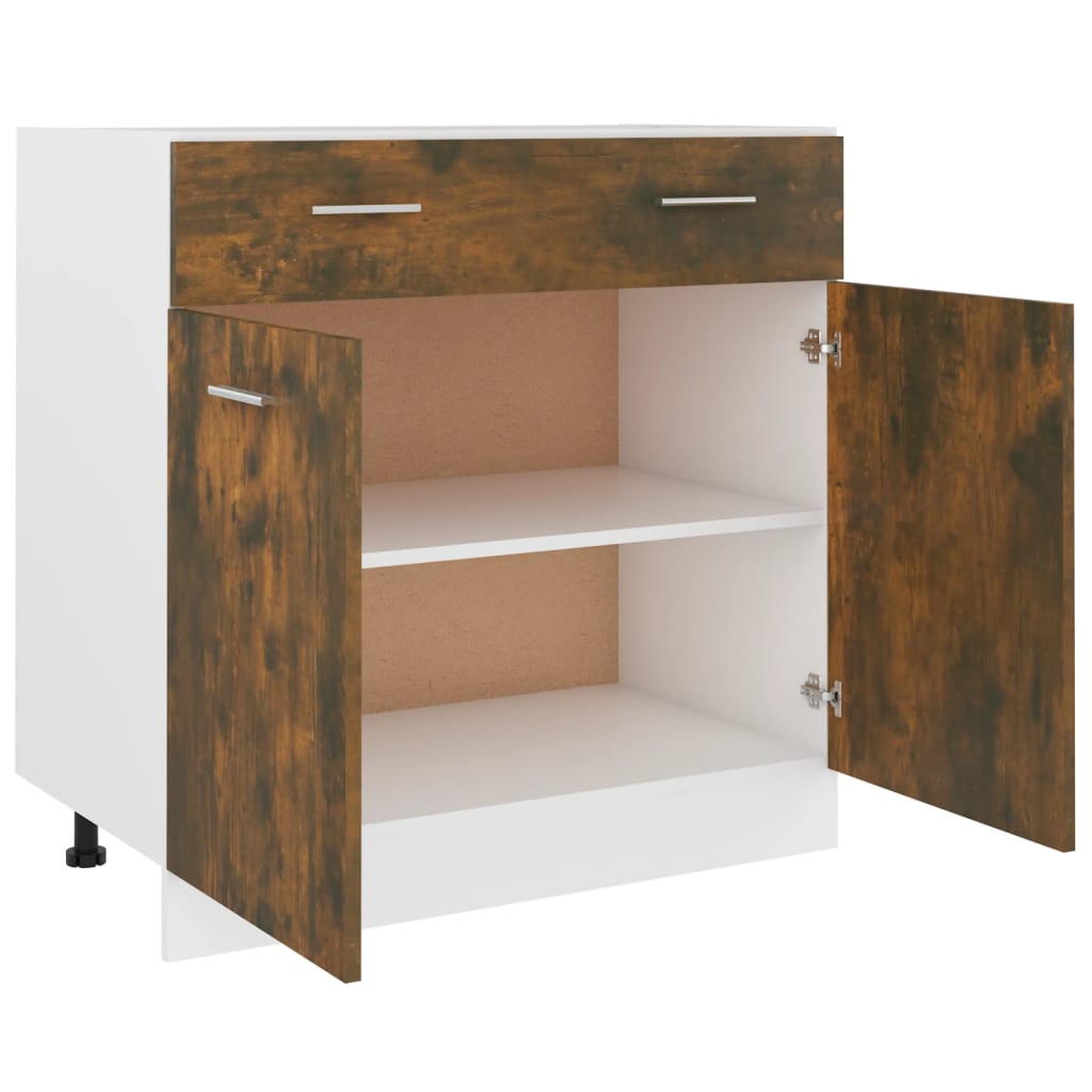 vidaXL Drawer Bottom Cabinet "Lyon" Smoked Oak 80x46x81,5 cm Engineered Wood
