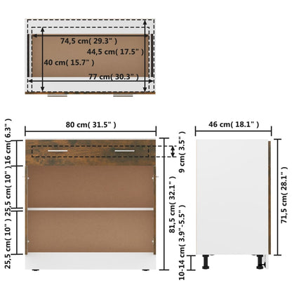 vidaXL Drawer Bottom Cabinet "Lyon" Smoked Oak 80x46x81,5 cm Engineered Wood