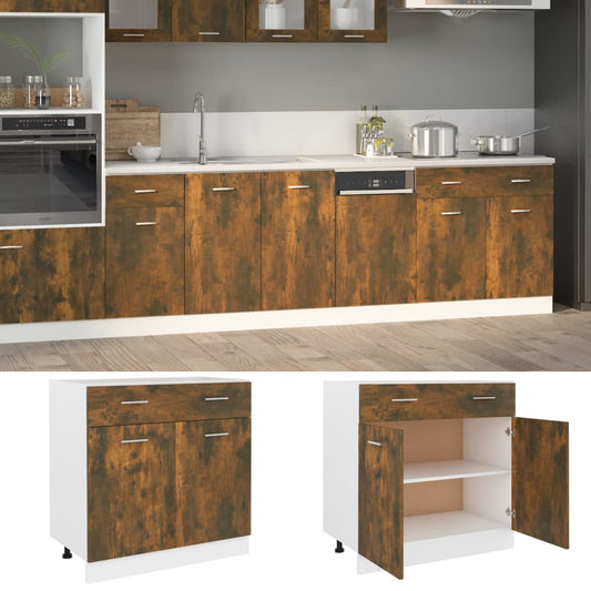 vidaXL Drawer Bottom Cabinet "Lyon" Smoked Oak 80x46x81,5 cm Engineered Wood