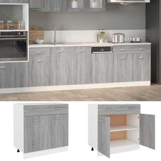 vidaXL Drawer Bottom Cabinet "Lyon" Grey Sonoma 80x46x81,5 cm Engineered Wood
