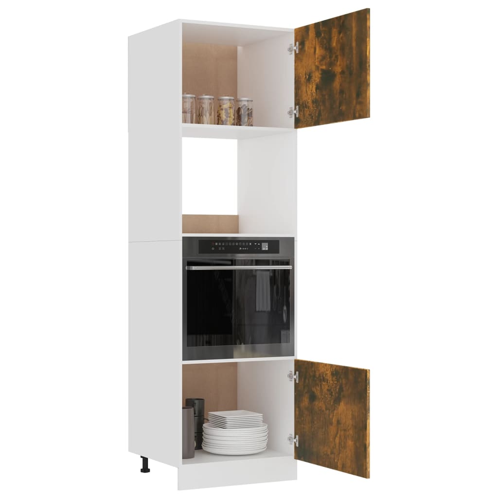 vidaXL Microwave Cabinet Lyon Smoked Oak 60x57x207 cm Engineered Wood