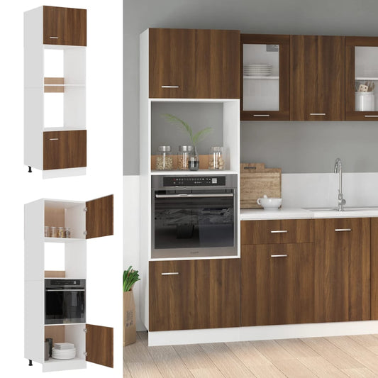 vidaXL Microwave Cabinet "Lyon" Brown Oak 60x57x207 cm Engineered Wood