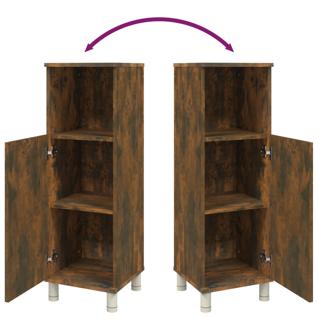 vidaXL Bathroom Cabinet Smoked Oak 30x30x95 cm Engineered Wood