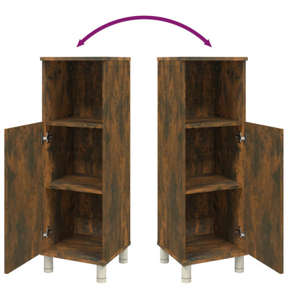 vidaXL Bathroom Cabinet Smoked Oak 30x30x95 cm Engineered Wood
