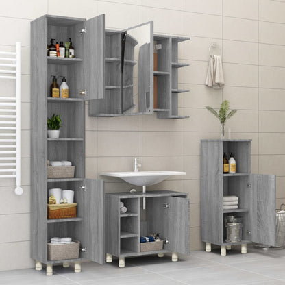 vidaXL Bathroom Cabinet Grey Sonoma 30x30x95 cm Engineered Wood
