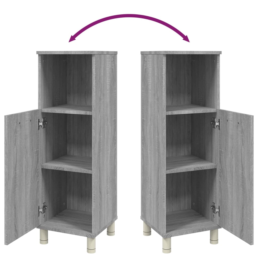 vidaXL Bathroom Cabinet Grey Sonoma 30x30x95 cm Engineered Wood