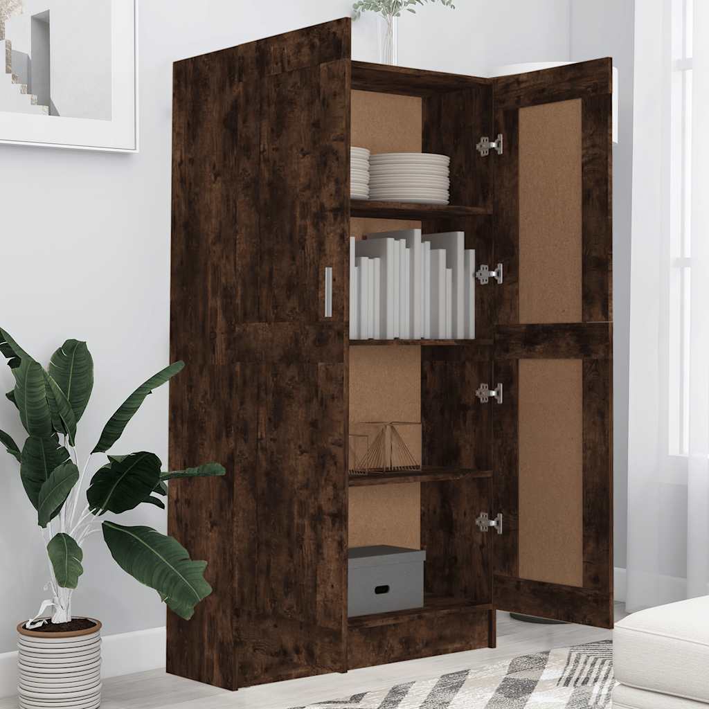 vidaXL Book Cabinet Smoked Oak 82,5x30,5x150 cm Engineered Wood