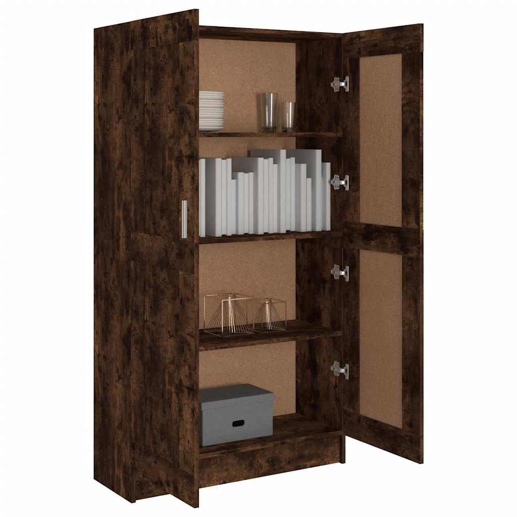 vidaXL Book Cabinet Smoked Oak 82,5x30,5x150 cm Engineered Wood