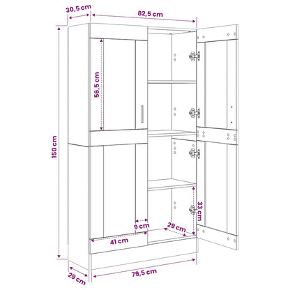 vidaXL Book Cabinet Smoked Oak 82,5x30,5x150 cm Engineered Wood