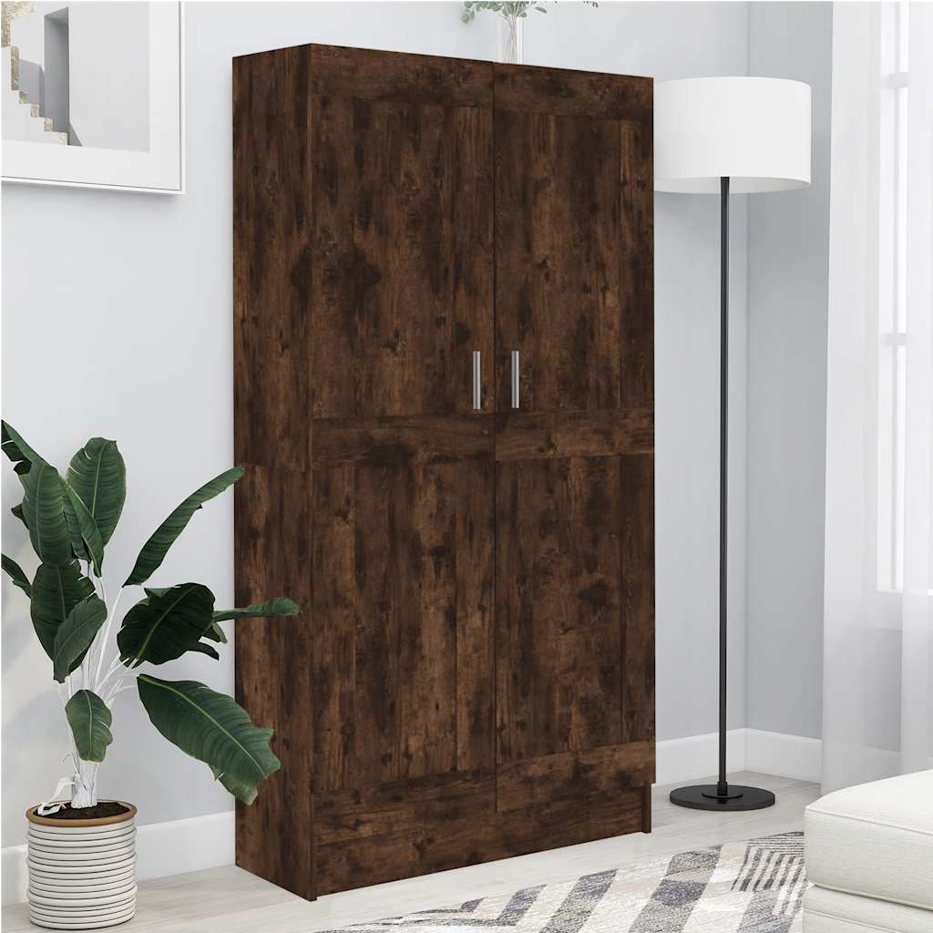 vidaXL Book Cabinet Smoked Oak 82,5x30,5x150 cm Engineered Wood