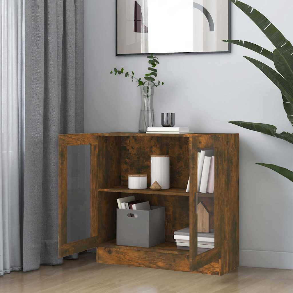 vidaXL Vitrine Cabinet Smoked Oak 82,5x30,5x80 cm Engineered Wood