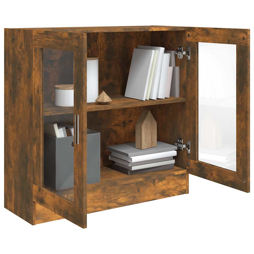 vidaXL Vitrine Cabinet Smoked Oak 82,5x30,5x80 cm Engineered Wood
