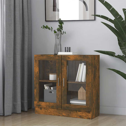 vidaXL Vitrine Cabinet Smoked Oak 82,5x30,5x80 cm Engineered Wood