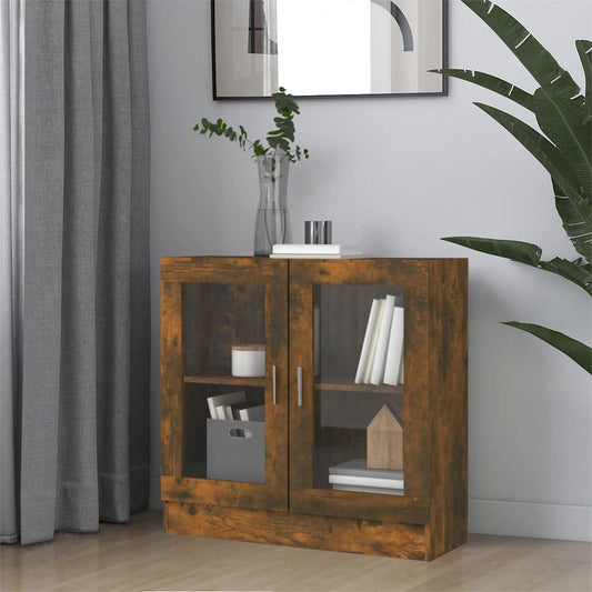 vidaXL Vitrine Cabinet Smoked Oak 82,5x30,5x80 cm Engineered Wood