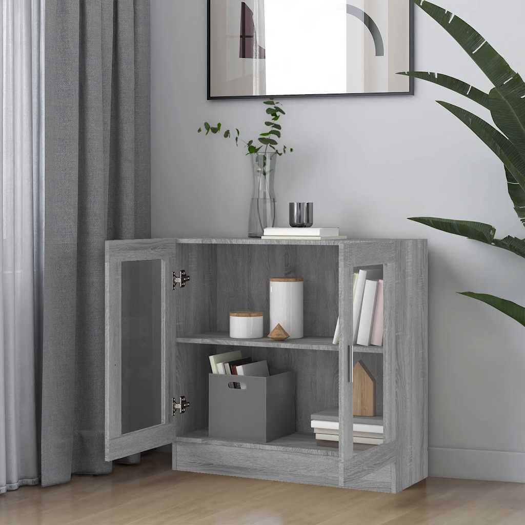 vidaXL Vitrine Cabinet Grey Sonoma 82,5x30,5x80 cm Engineered Wood
