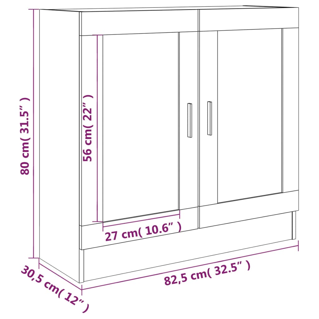 vidaXL Vitrine Cabinet Grey Sonoma 82.5x30.5x80 cm Engineered Wood