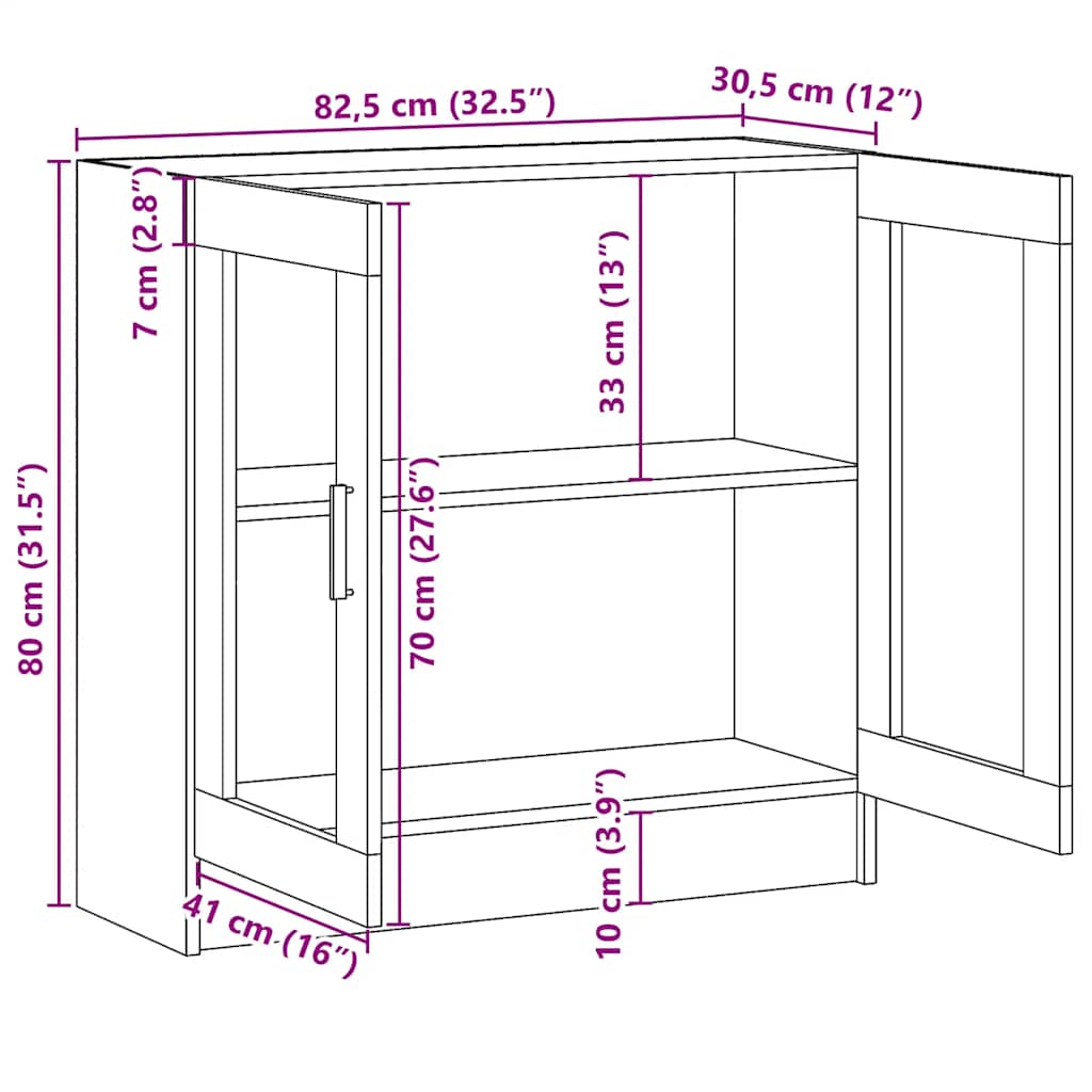 vidaXL Vitrine Cabinet Grey Sonoma 82,5x30,5x80 cm Engineered Wood