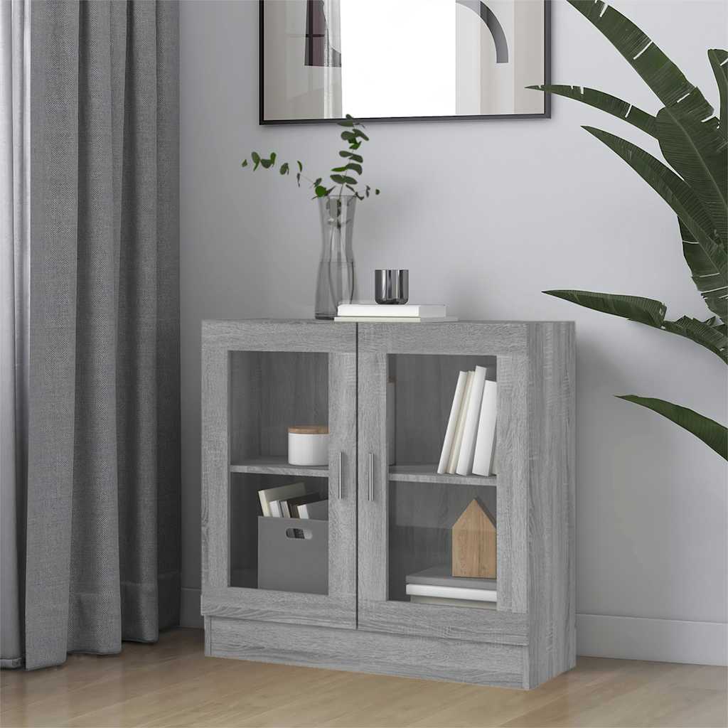vidaXL Vitrine Cabinet Grey Sonoma 82,5x30,5x80 cm Engineered Wood