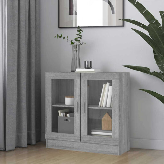 vidaXL Vitrine Cabinet Grey Sonoma 82,5x30,5x80 cm Engineered Wood