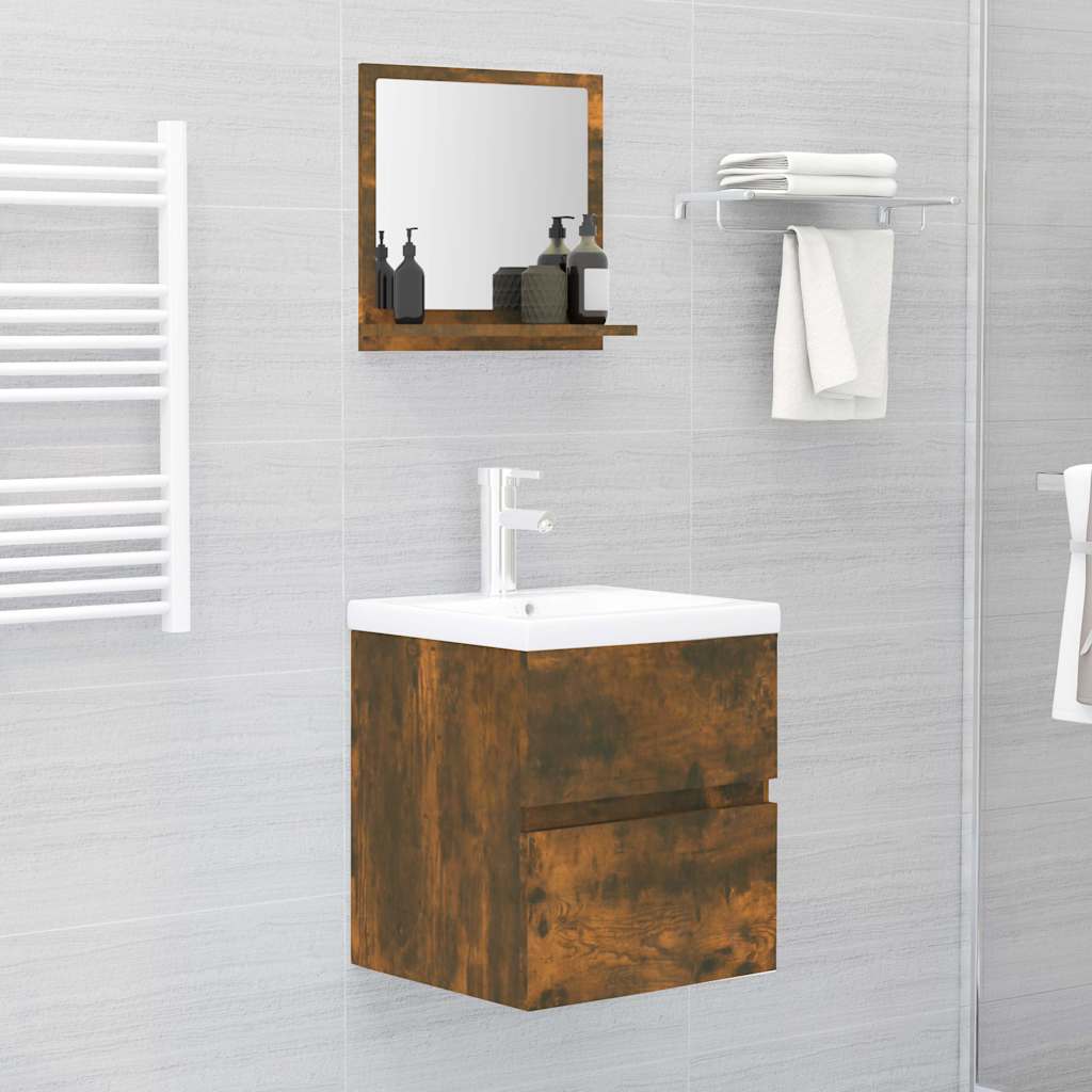 vidaXL Bathroom Mirror Smoked Oak 40x10,5x37 cm Engineered Wood