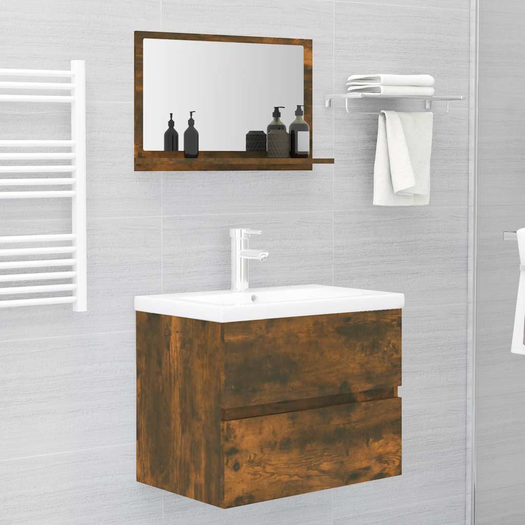 vidaXL Bathroom Mirror Smoked Oak 60x10,5x37 cm Engineered Wood
