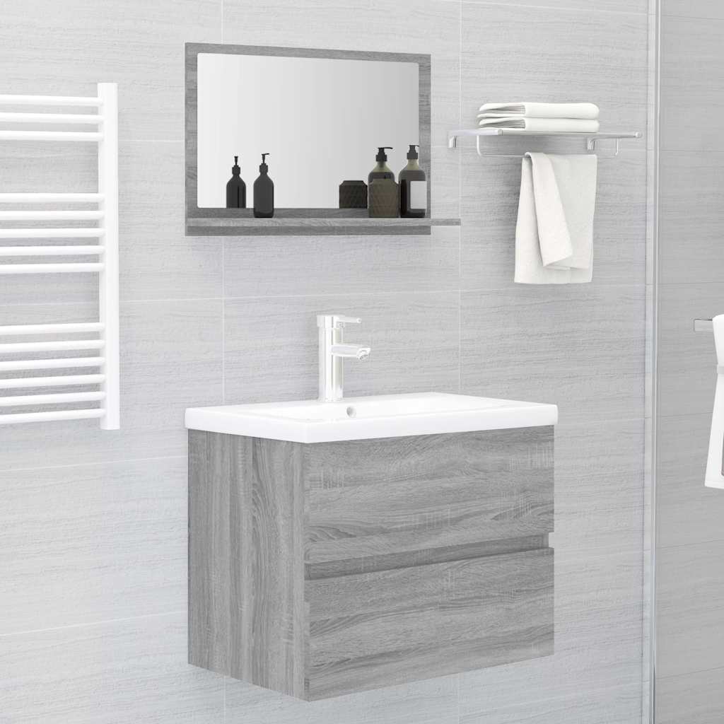 vidaXL Bathroom Mirror Grey Sonoma 60x10,5x37 cm Engineered Wood