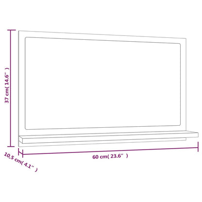 vidaXL Bathroom Mirror Grey Sonoma 60x10.5x37 cm Engineered Wood