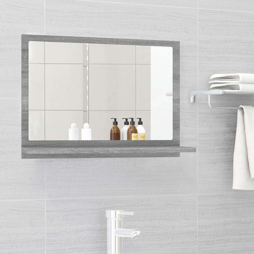vidaXL Bathroom Mirror Grey Sonoma 60x10,5x37 cm Engineered Wood