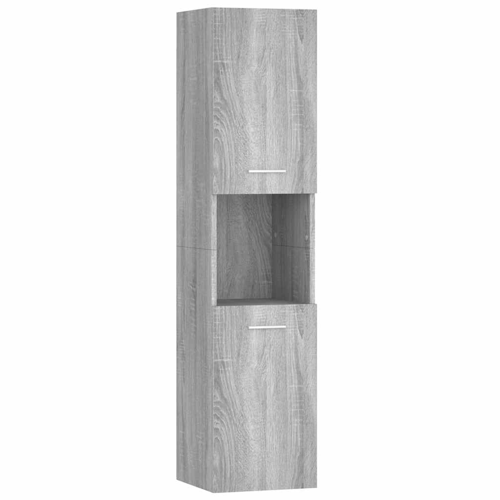 vidaXL Bathroom Cabinet Grey Sonoma 30x30x130 cm Engineered Wood