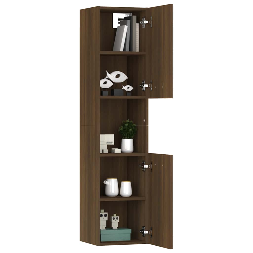 vidaXL Bathroom Cabinet Brown Oak 30x30x130 cm Engineered Wood
