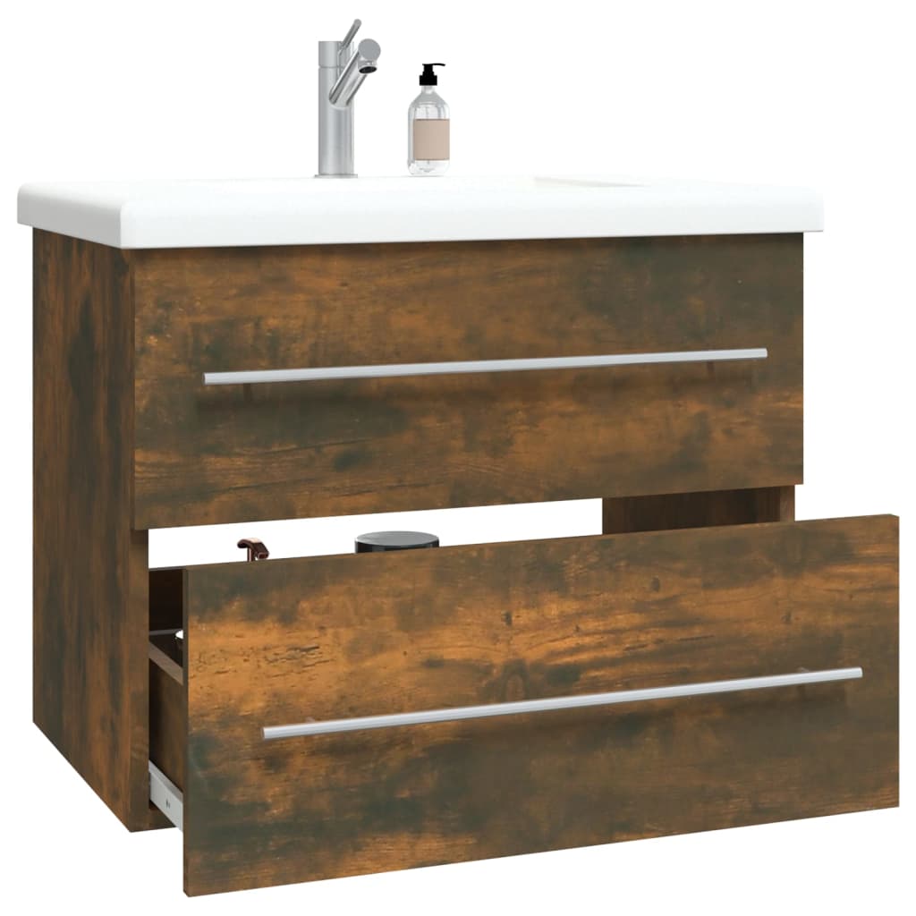 vidaXL Sink Cabinet Smoked Oak 60x38,5x48 cm Engineered Wood