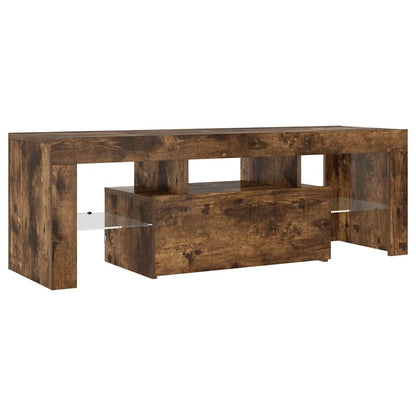 vidaXL TV Cabinet with LED Lights Smoked Oak 120x35x40 cm