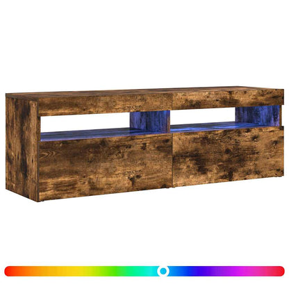 vidaXL TV Cabinet with LED Lights Smoked Oak 120x35x40 cm
