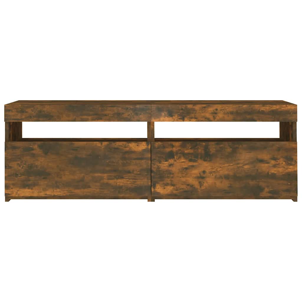 vidaXL TV Cabinet with LED Lights Smoked Oak 120x35x40 cm