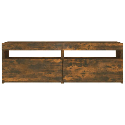 vidaXL TV Cabinet with LED Lights Smoked Oak 120x35x40 cm