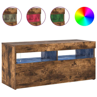 vidaXL TV Cabinet with LED Lights Smoked Oak 90x35x40 cm