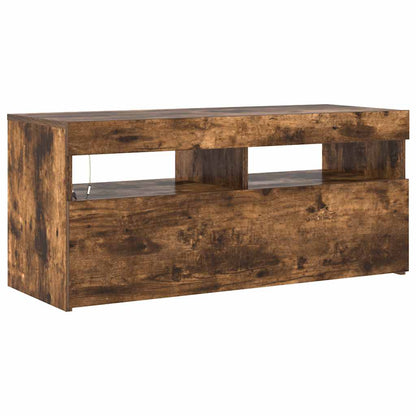 vidaXL TV Cabinet with LED Lights Smoked Oak 90x35x40 cm