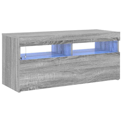 vidaXL TV Cabinet with LED Lights Grey Sonoma 90x35x40 cm