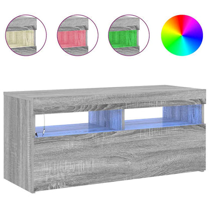 vidaXL TV Cabinet with LED Lights Grey Sonoma 90x35x40 cm