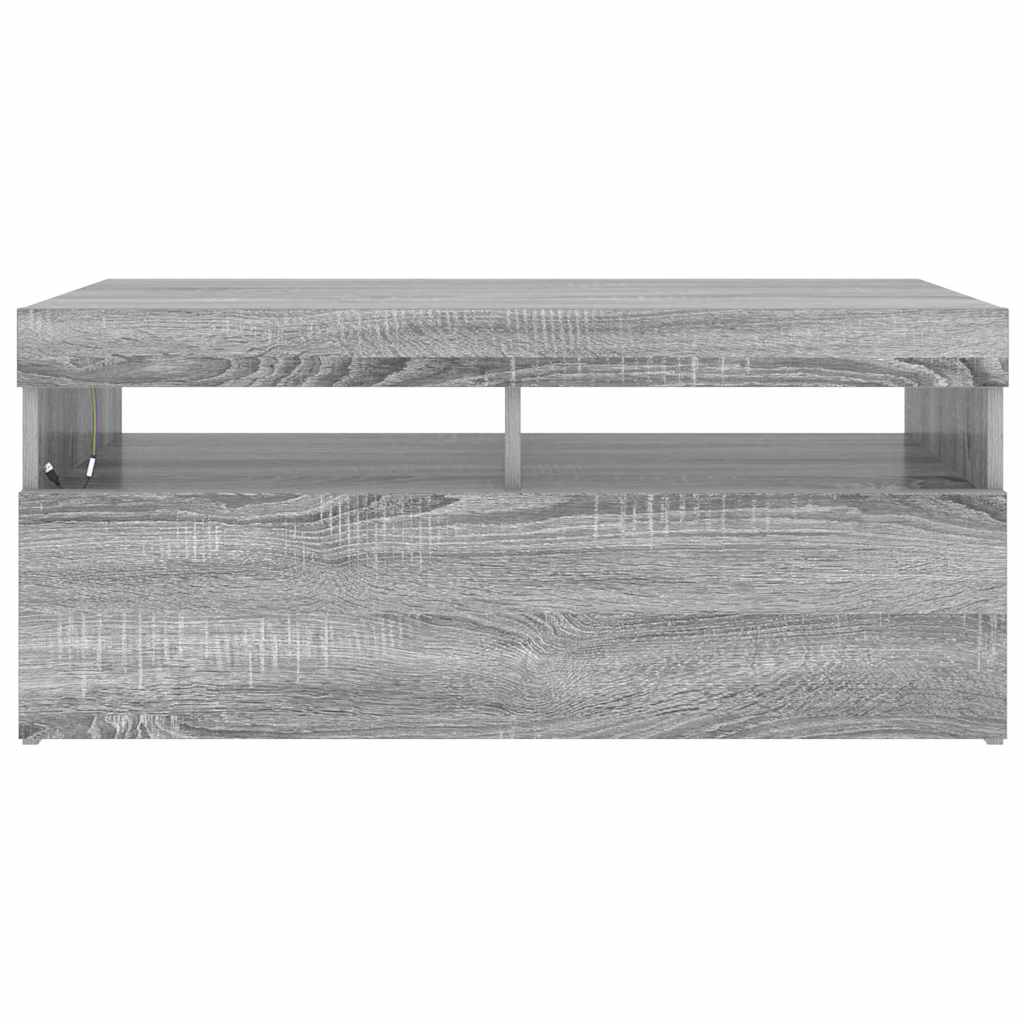 vidaXL TV Cabinet with LED Lights Grey Sonoma 90x35x40 cm