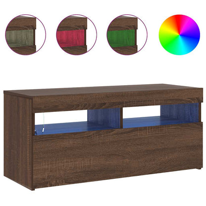 vidaXL TV Cabinet with LED Lights Brown Oak 90x35x40 cm