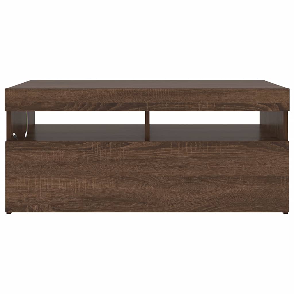 vidaXL TV Cabinet with LED Lights Brown Oak 90x35x40 cm