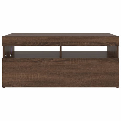 vidaXL TV Cabinet with LED Lights Brown Oak 90x35x40 cm