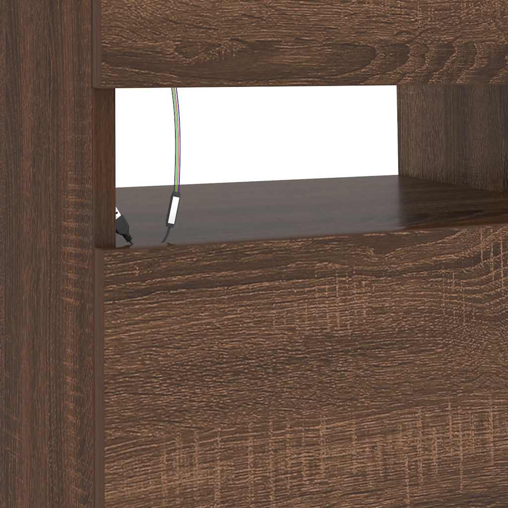 vidaXL TV Cabinet with LED Lights Brown Oak 90x35x40 cm