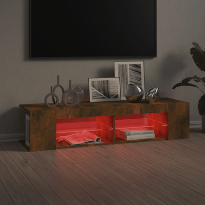 vidaXL TV Cabinet with LED Lights Smoked Oak 135x39x30 cm