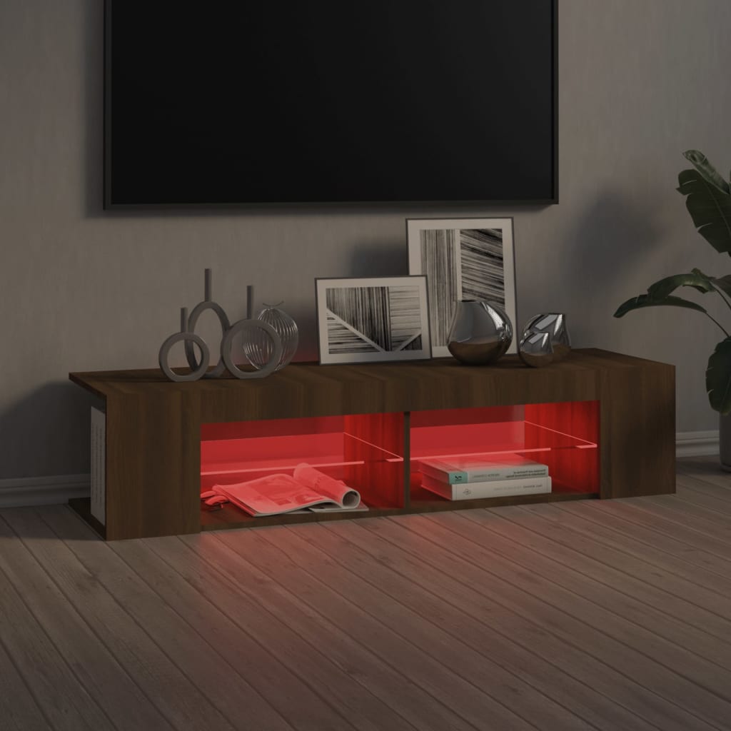 vidaXL TV Cabinet with LED Lights Brown Oak 135x39x30 cm