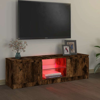 vidaXL TV Cabinet with LED Lights Smoked Oak 120x30x36 cm