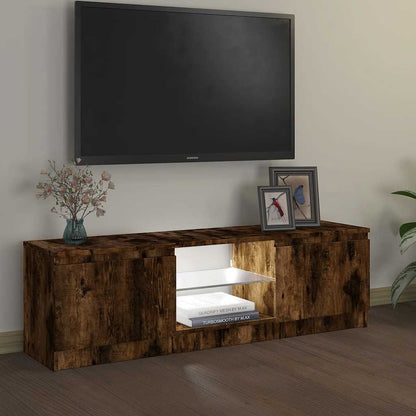 vidaXL TV Cabinet with LED Lights Smoked Oak 120x30x36 cm