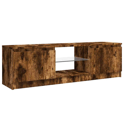 vidaXL TV Cabinet with LED Lights Smoked Oak 120x30x36 cm