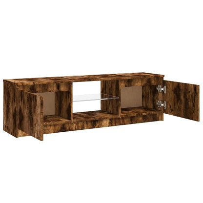 vidaXL TV Cabinet with LED Lights Smoked Oak 120x30x36 cm